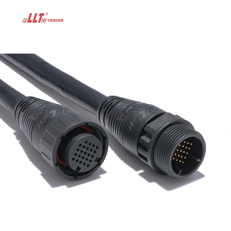 LLT M25 Multipin 24pin Small Ampere 5A Data Cable Connector IP68 IP67 Waterproof Plug Male Female  Cable Connector