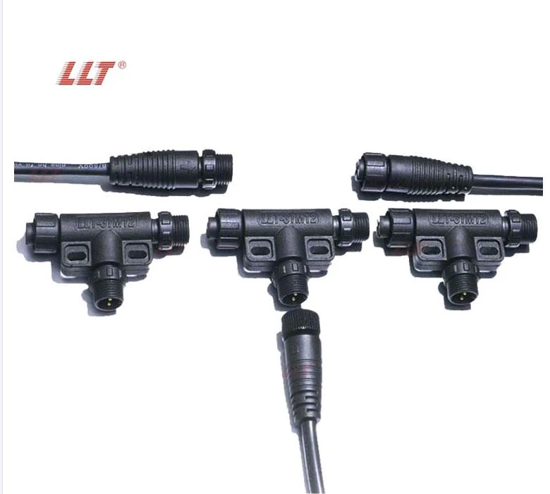 LLT IP68 Waterproof Tree Connector 3way 2pin M12  T Plastic Circular Led Light Connector detail 2