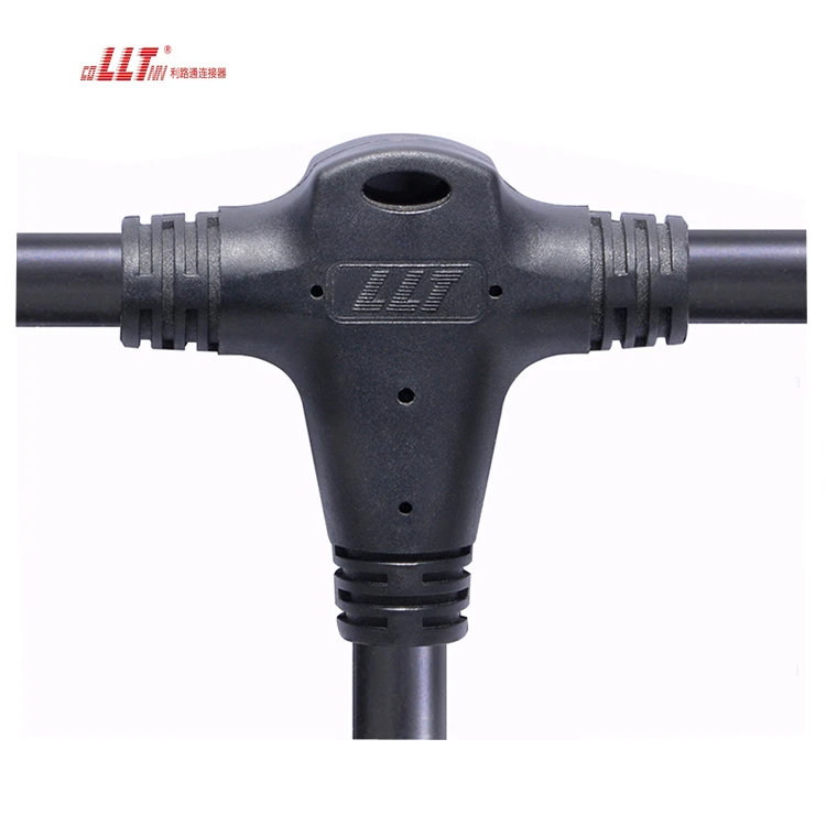 Lilutong T Type 4 Pin Led Lighting IP65 IP67 Waterproof  3 Way Cable  splitter Connector detail 2