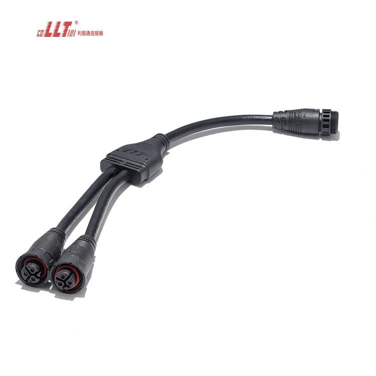 LLT 3pin 1 Output 2  Splitter Plastic IP67  Waterproof Power Electrical Y Branch Cable Adapter Connector