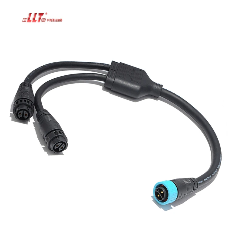 LLT  1 Out 2 Branch Adapter Push Lock IP67 IP65 Cable Connector Y Splitter Joint Connector Cable