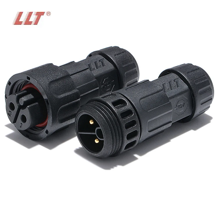 LLT M19 Waterproof Connector Set 2 Pin 20A 600V IP68 Aviation Plug Screw Locking Male & Female Pair for LED Power
