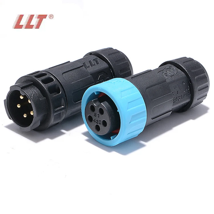 LLT M19 Push Lock Waterproof 5 Pin Male Female Connector Assembly Type For Landscape Lights thumbnail
