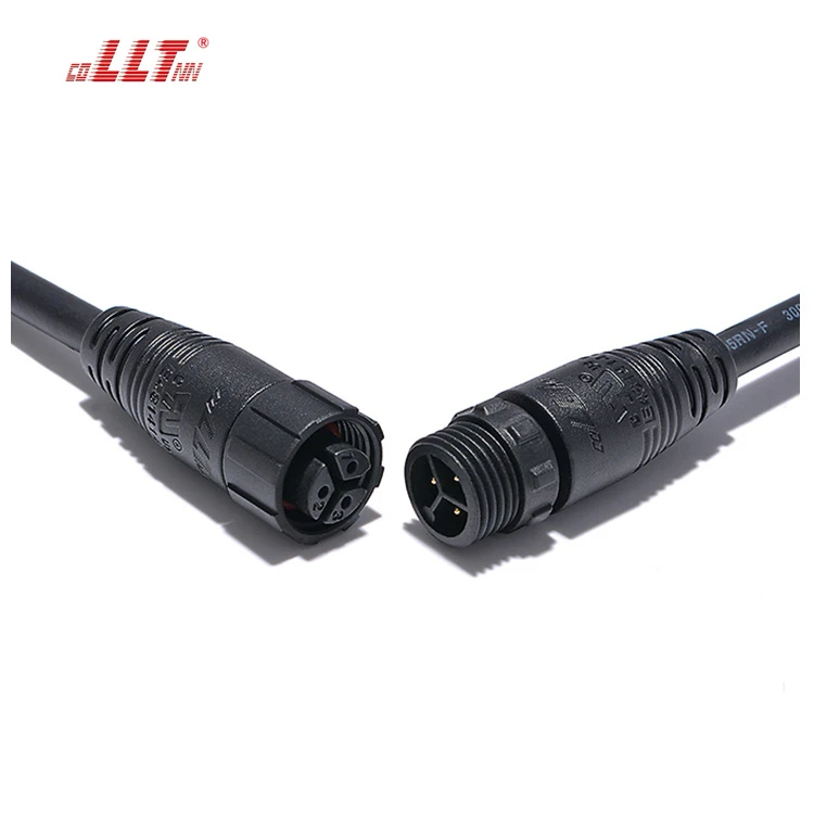 LLT M16 300V 15A 3 Pin Waterproof Cable Connector Male Female Over Molding With Screw Locking detail 2