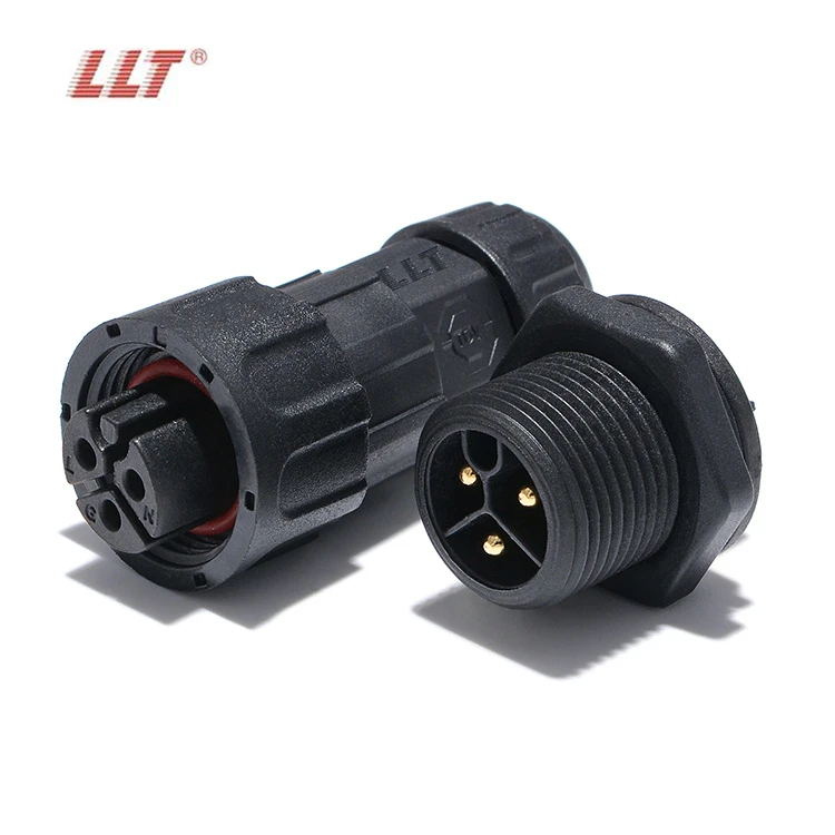 LLT IP68 Waterproof 3 Pin Front Wire To Board 20A Circular Connectors For LED Display
