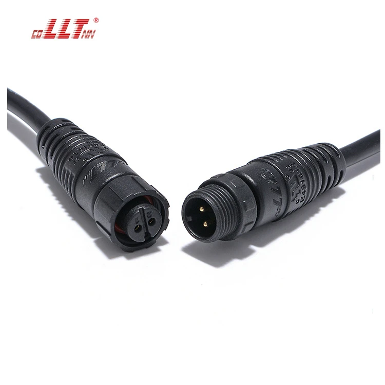 LLT M12 Waterproof Cable Nylon Electrical 2 Pin Male Female Socket Connectors detail 2