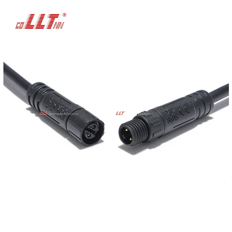 LLT M8 Mini Series 2 Pole male female waterproof cable connector detail 3