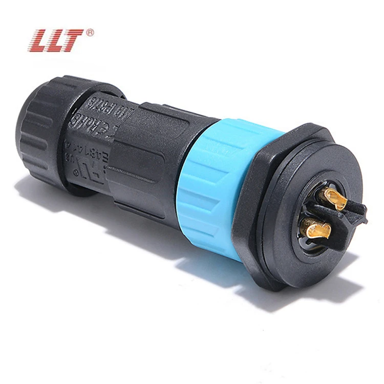 LLT M19 Plastic 3 Pin 20A Push Lock Waterproof Connectors Front Male Panel Mount 600V Voltage Rating thumbnail