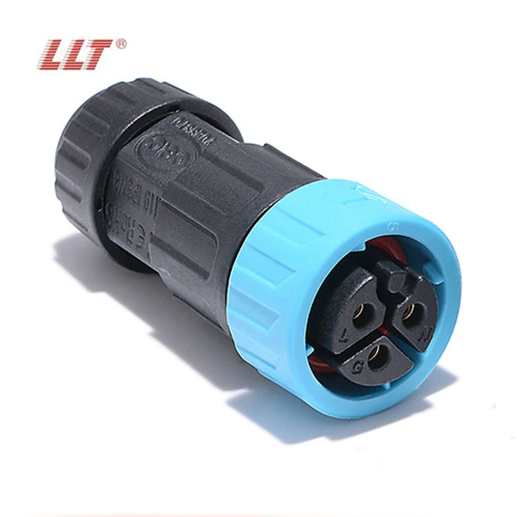 LLT M19 Plastic 3 Pin 20A Push Lock Waterproof Connectors Front Male Panel Mount 600V Voltage Rating detail 3