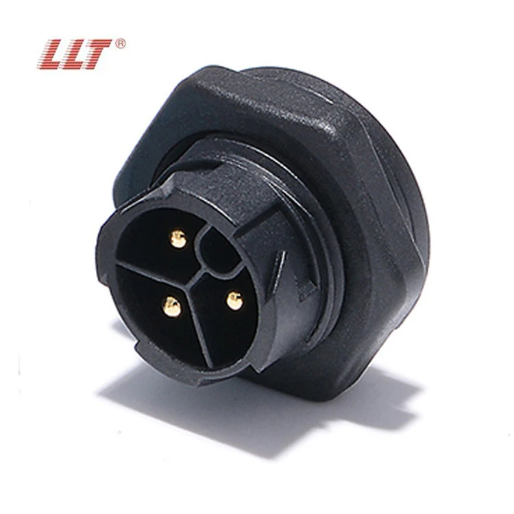LLT M19 Plastic 3 Pin 20A Push Lock Waterproof Connectors Front Male Panel Mount 600V Voltage Rating detail 5