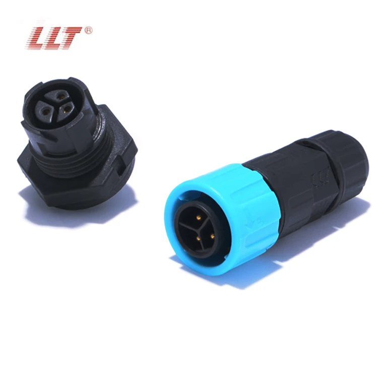 LLT M16 2 Pin Push Lock Female Power 10A Waterproof Panel Connectors 300VAC Max Voltage Rating thumbnail