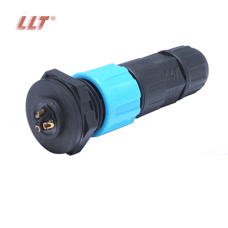 LLT M16 2 Pin Push Lock Female Power 10A Waterproof Panel Connectors 300VAC Max Voltage Rating detail 3