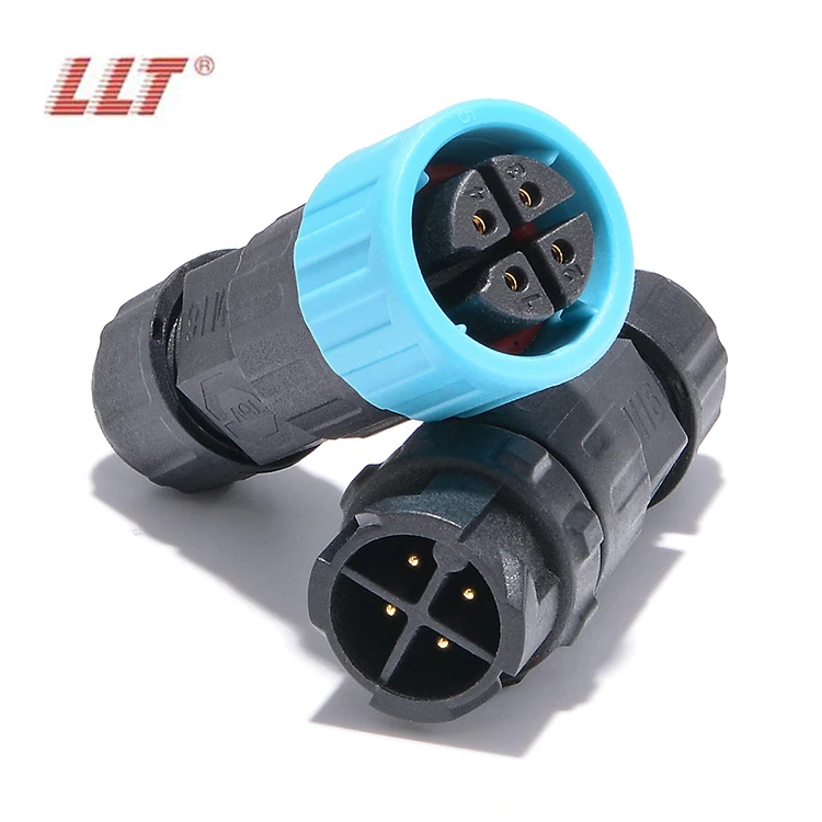 LLT M16 Push Locking IP68 10A Waterproof Connectors 4 Pin AC Power Socket