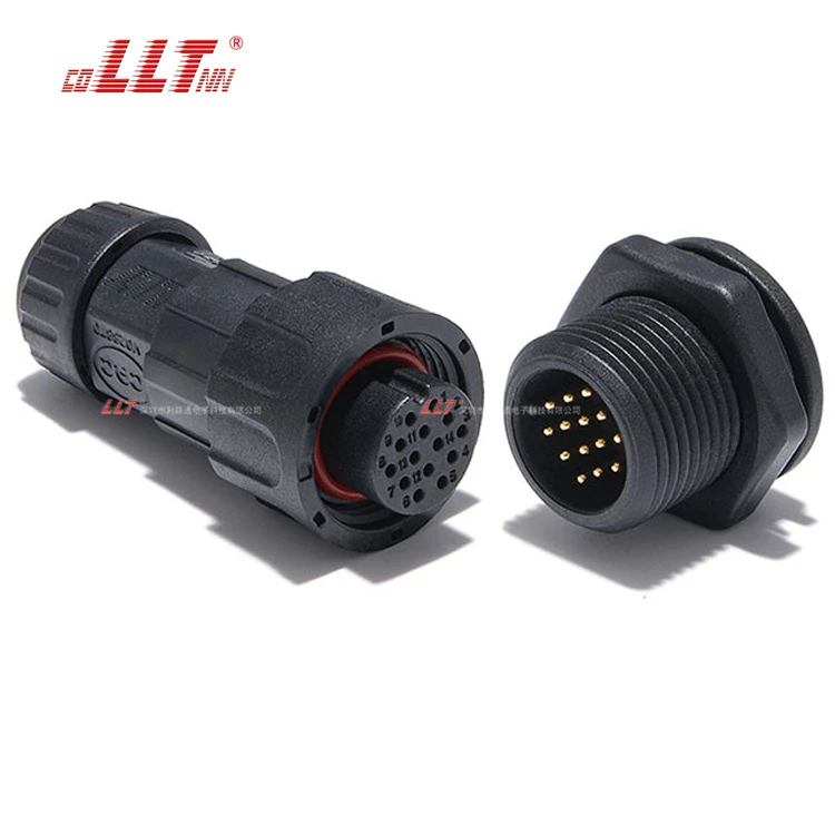 LLT M19 Panel Type Waterproof Data Connector IP67 5A 14 Pin Male Female Plug With Socket detail 3