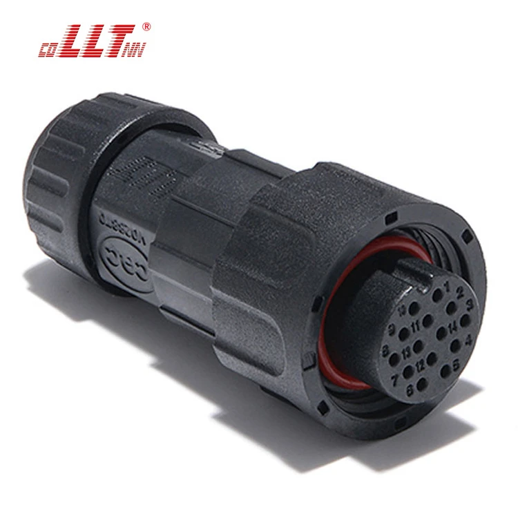 LLT M19 Panel Type Waterproof Data Connector IP67 5A 14 Pin Male Female Plug With Socket detail 4