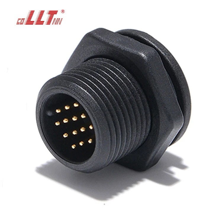 LLT M19 Panel Type Waterproof Data Connector IP67 5A 14 Pin Male Female Plug With Socket detail 5