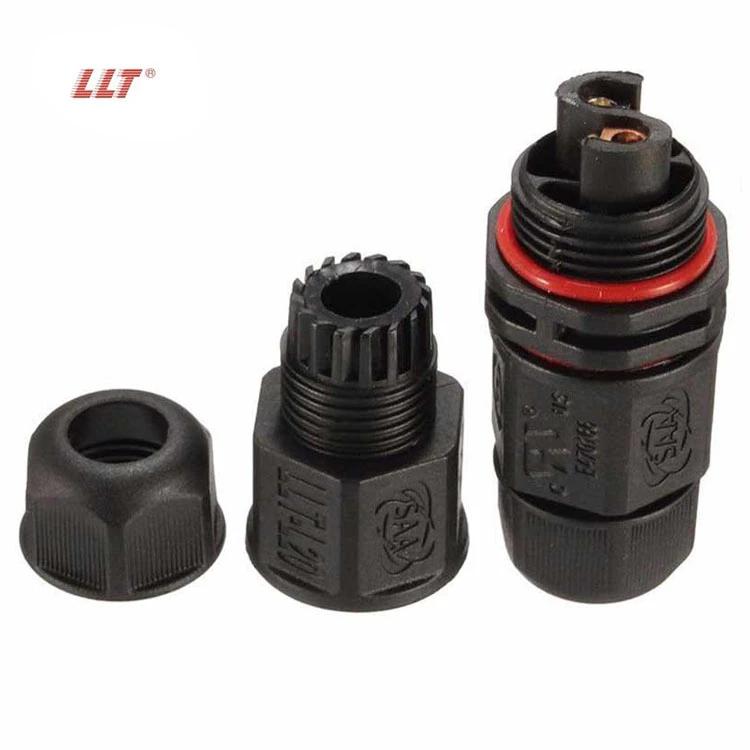 LLT L Type Outdoor IP68 Wire Connector 2 Pin Screw Locking For Connecting Cable detail 5