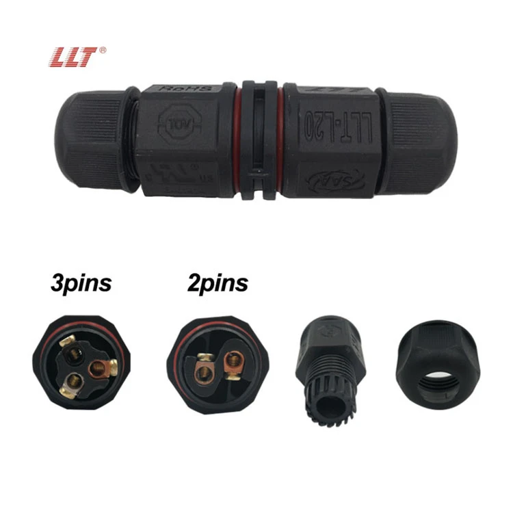 LLT L Type Outdoor IP68 Wire Connector 2 Pin Screw Locking For Connecting Cable detail 11
