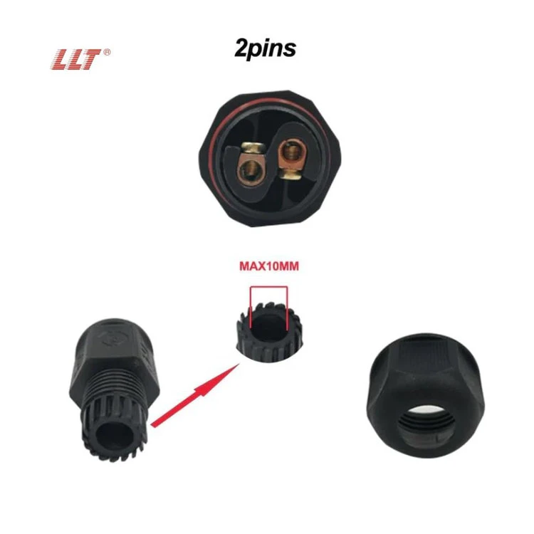 LLT L Type Outdoor IP68 Wire Connector 2 Pin Screw Locking For Connecting Cable detail 14