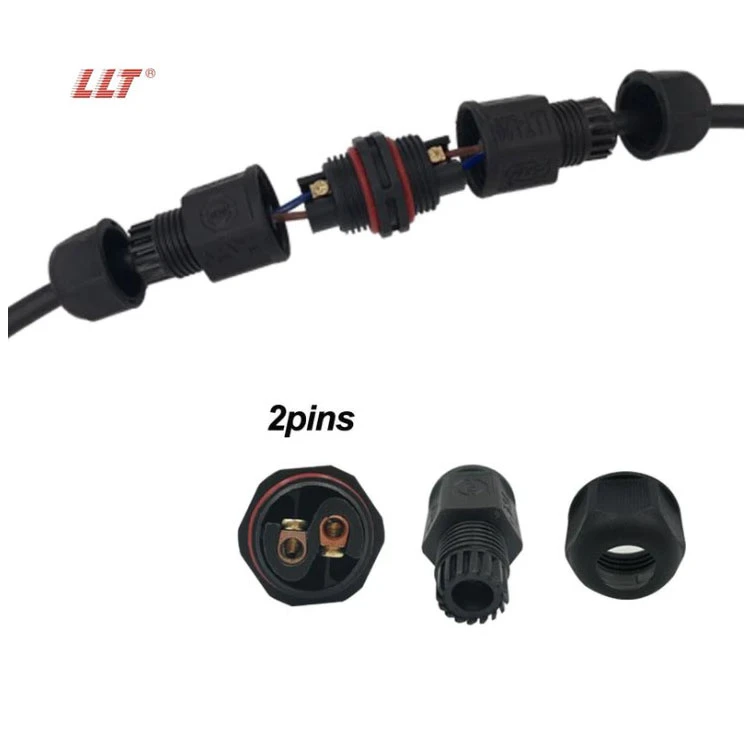 LLT L Type Outdoor IP68 Wire Connector 2 Pin Screw Locking For Connecting Cable detail 15