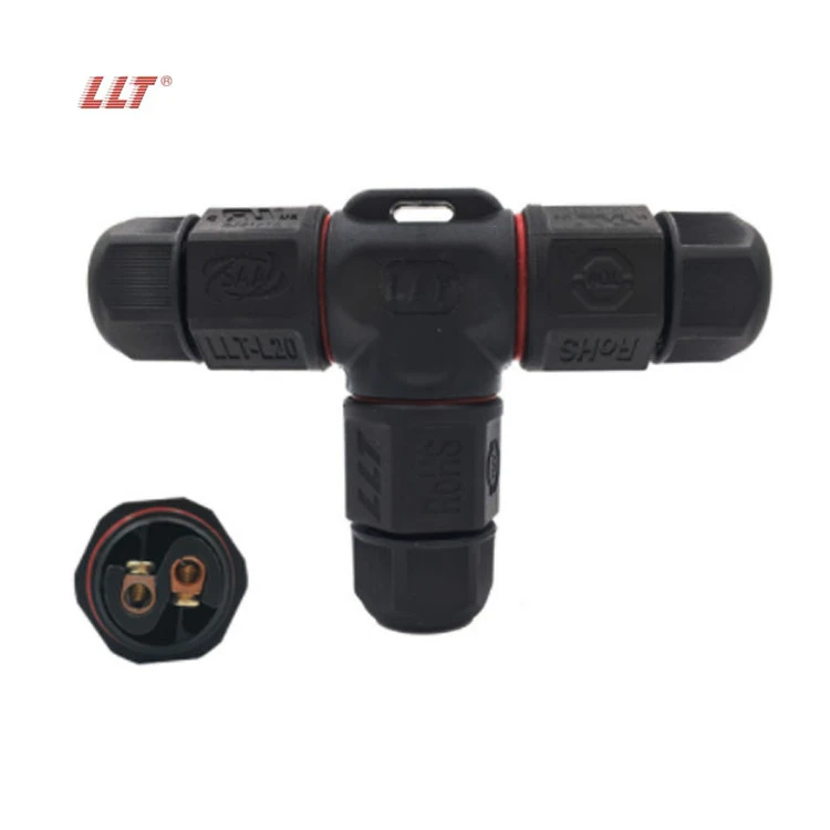 LLT L20 T Type Outdoor IP68 Wire Connector 2 Pin Screw Locking For Connecting Cable thumbnail