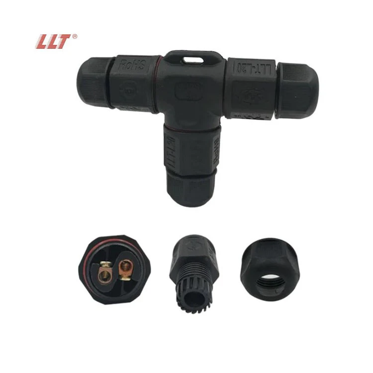 LLT L20 T Type Outdoor IP68 Wire Connector 2 Pin Screw Locking For Connecting Cable detail 2
