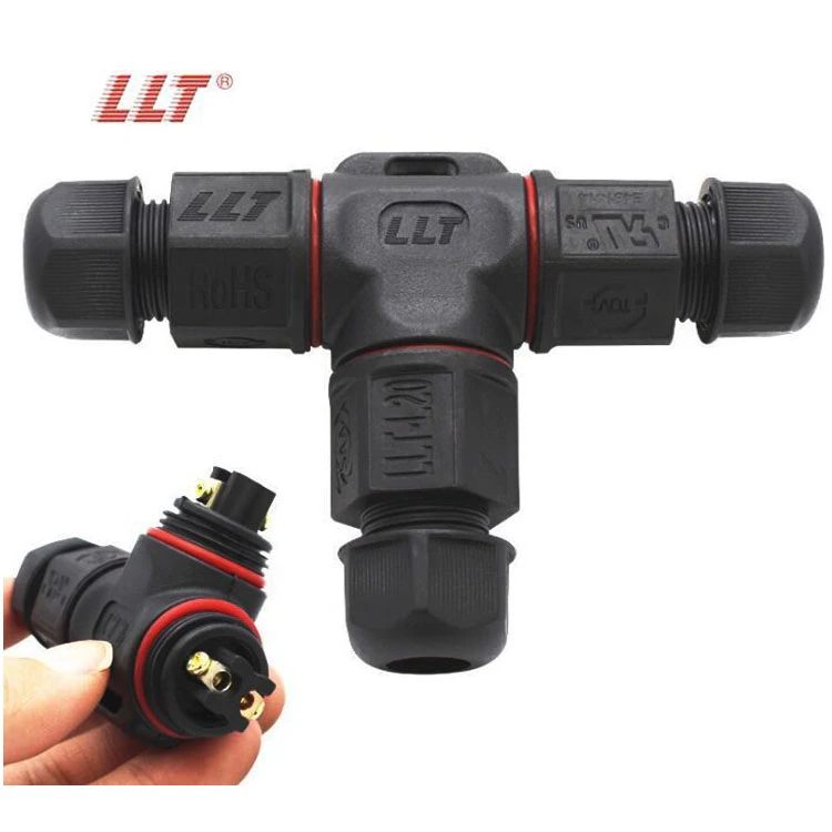 LLT L20 T Type Outdoor IP68 Wire Connector 2 Pin Screw Locking For Connecting Cable detail 3