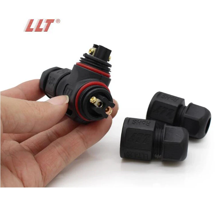 LLT L20 T Type Outdoor IP68 Wire Connector 2 Pin Screw Locking For Connecting Cable detail 6