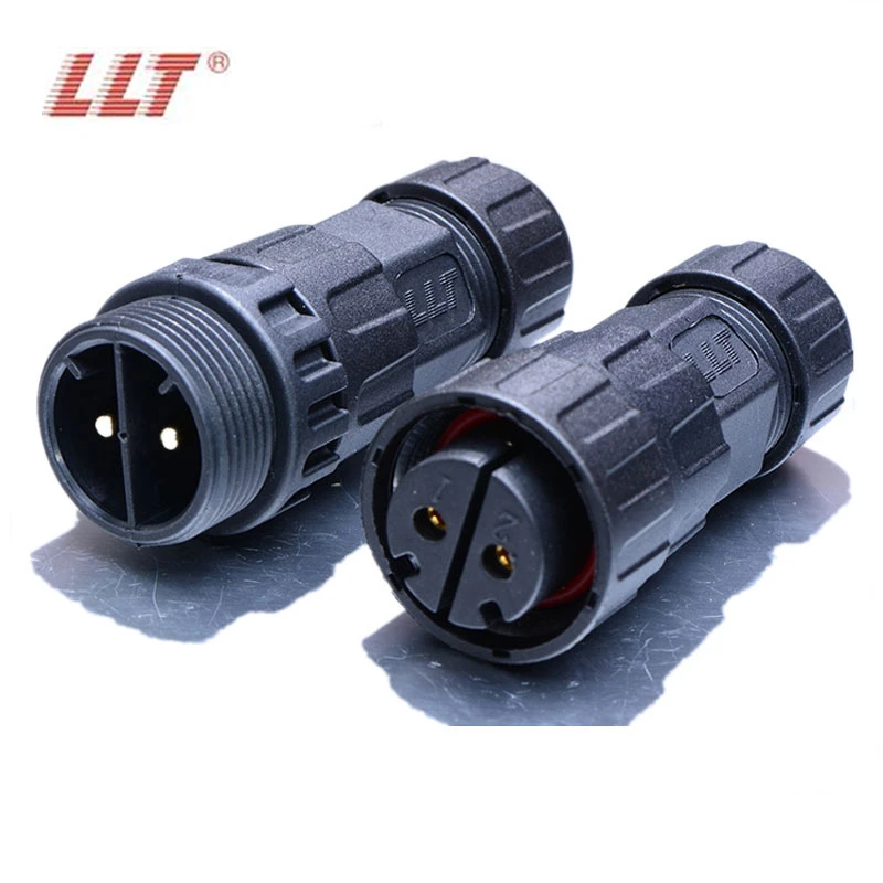 LLT PA66 2 Pin IP67 Waterproof Industrial Circular Connectors M25 600VAC