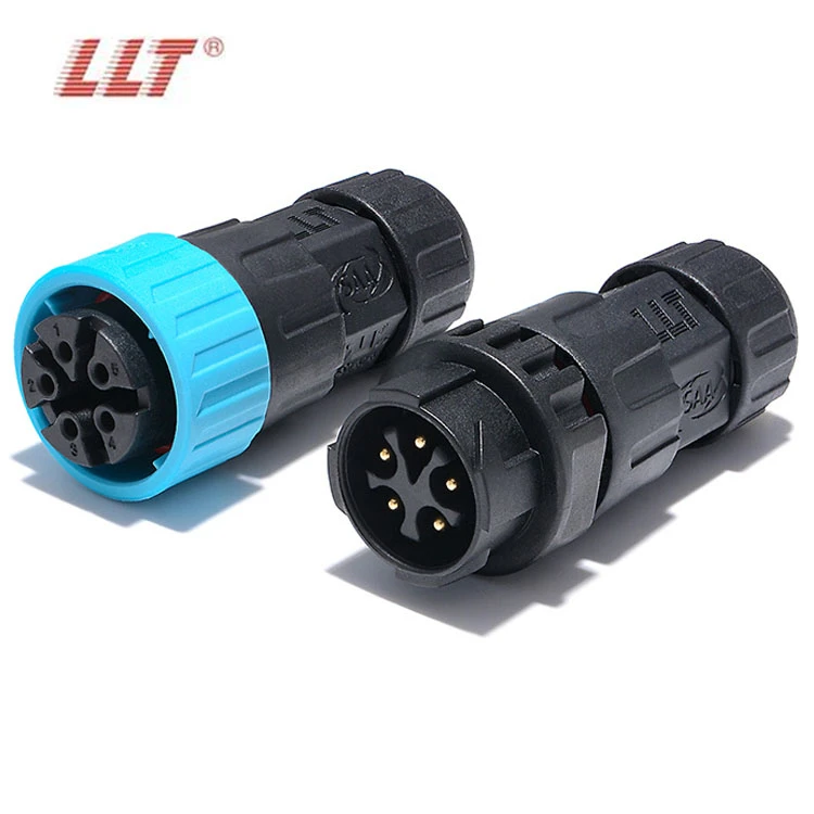 LLT 5 Pin Push Lock Waterproof Circular Connectors Power Cable M25 Circular Connector IP67