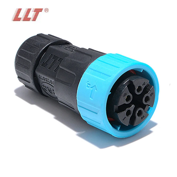 LLT 5 Pin Push Lock Waterproof Circular Connectors Power Cable M25 Circular Connector IP67 detail 2
