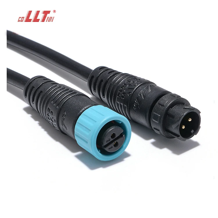LLT factory M12 Push Locking 10A Waterproof Connectors Male Female Molded 2 Pin thumbnail