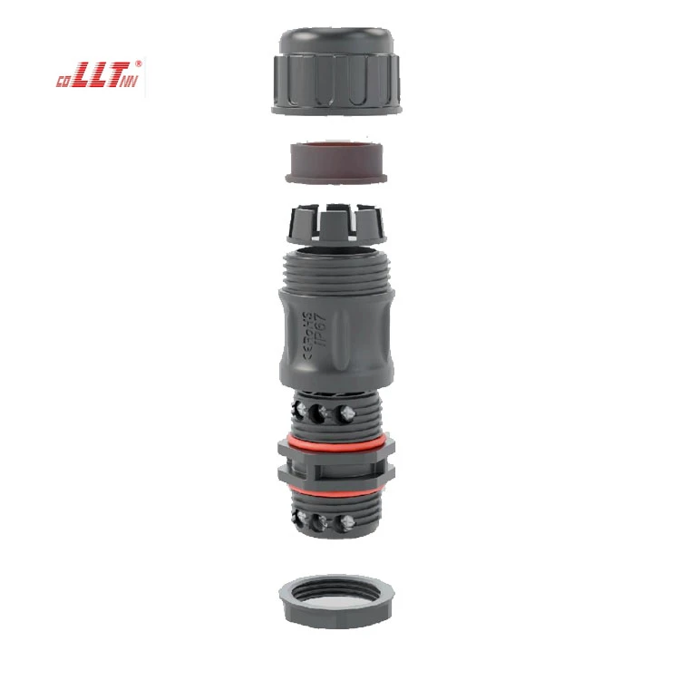 LLT 5 pin L25 Plastic Circular Led Strip Screw Wire Waterproof connector detail 2