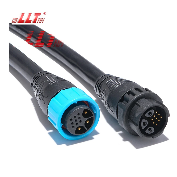 M25 3+9 Pin Self-Locking Hybrid Waterproof Daisy Chain Connector for 3-Phase Motor Power, Brake, Encoder Feedback & Distributed Motion Control