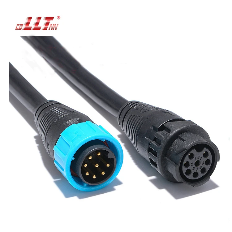 M25 8 Pin Self-Locking Waterproof Daisy Chain Connector with Overmolded Cable for RS485, CAN Bus, Encoder Feedback, and Distributed I/O thumbnail