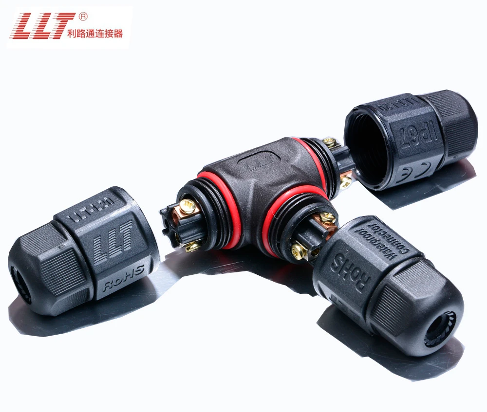 Ip68 Circular 3pin L20 T Shape 3way Led Power Electrical Screw Wire Connector detail 3