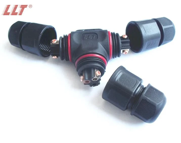 Ip68 Circular 3pin L20 T Shape 3way Led Power Electrical Screw Wire Connector detail 5