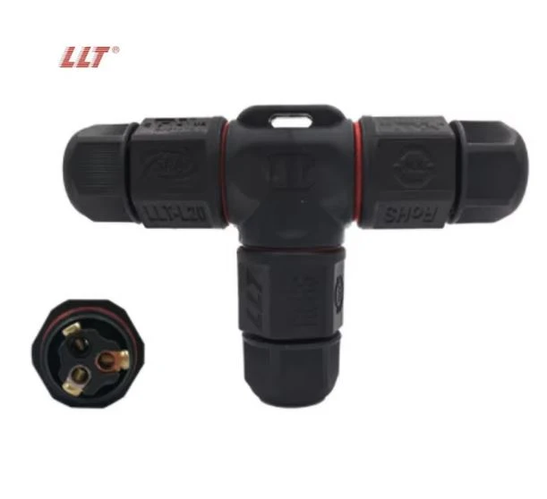 Ip68 Circular 3pin L20 T Shape 3way Led Power Electrical Screw Wire Connector detail 6