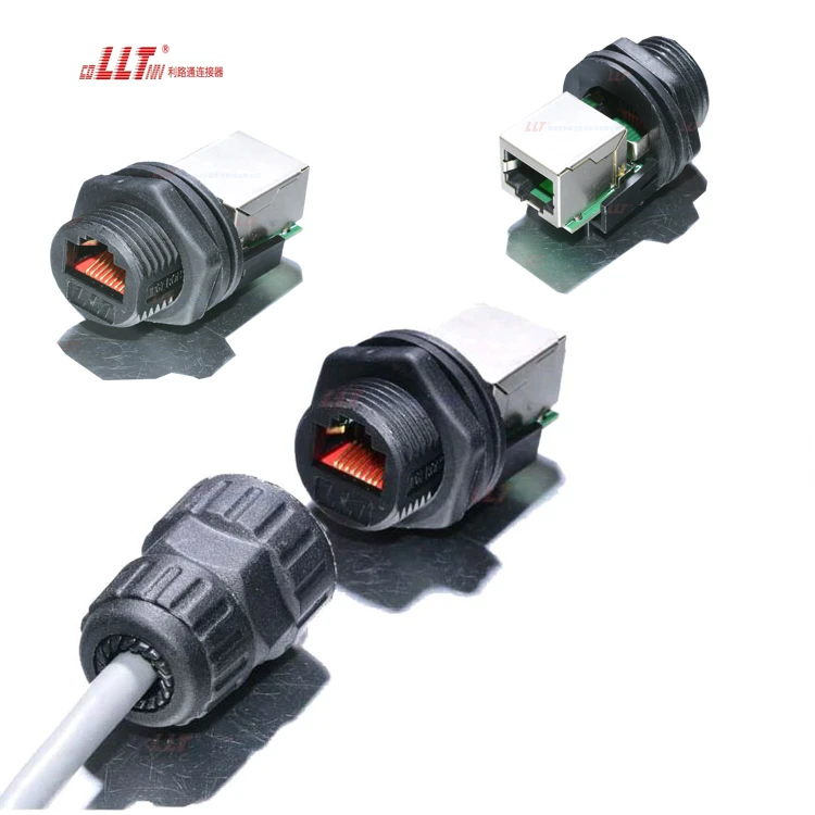 LLT M19 RJ45 Assembled Panel Mount Connector