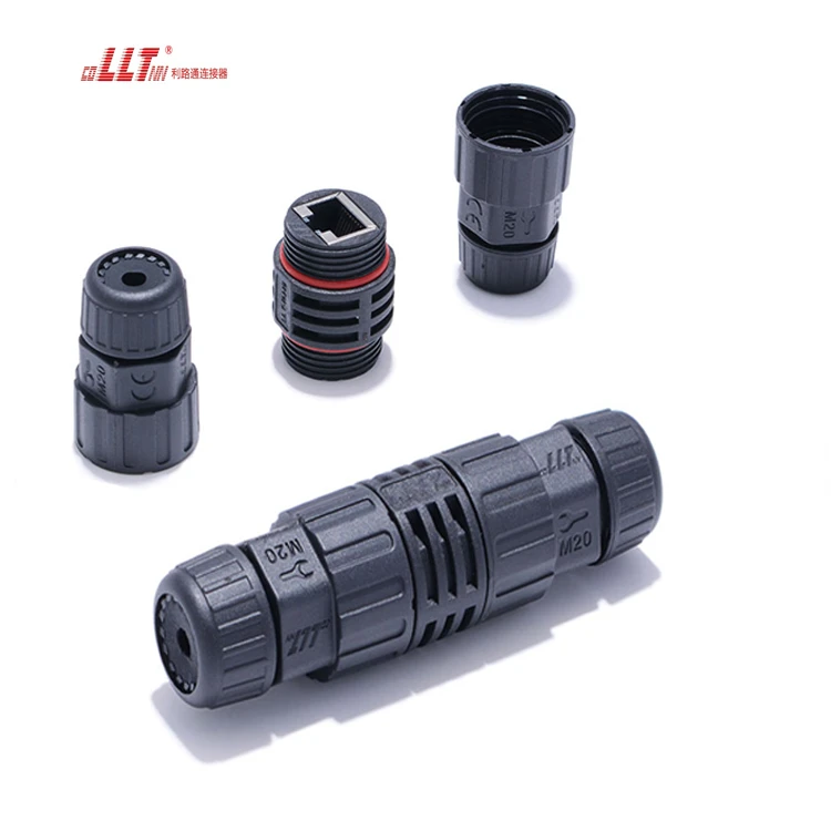 M19 RJ45 Inline Field Assembly IP68 RJ45 Waterproof Connector for Cat5e Cat6 Cable