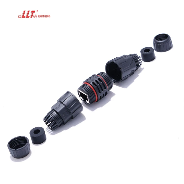 M19 RJ45 Inline Field Assembly IP68 RJ45 Waterproof Connector for Cat5e Cat6 Cable detail 2