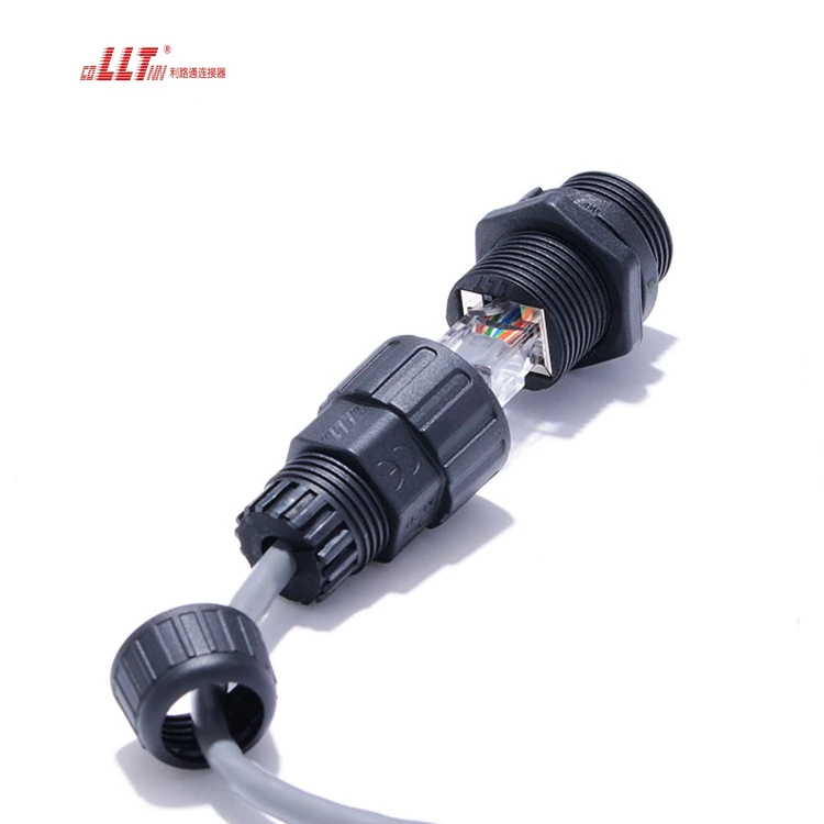 LLT IP67 IP68 M19 Front Panel Ethernet RJ45 Waterproof CCTV Connector detail 3
