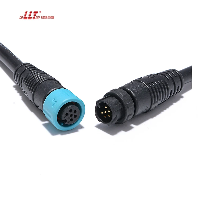LLT M12 6pin Audio plug CCTV Cable Ip67 Quick Disconnect Cable Connector thumbnail