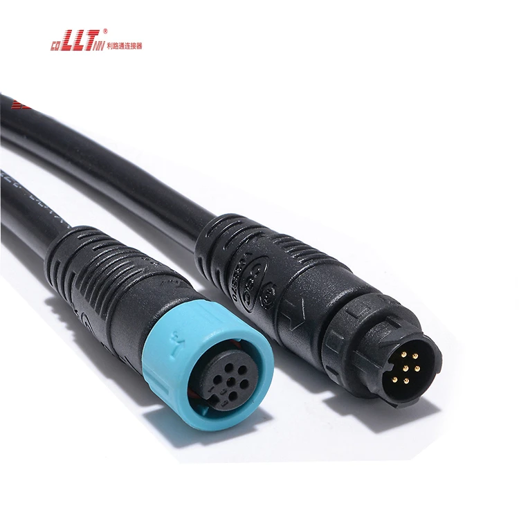 LLT M12 6pin Audio plug CCTV Cable Ip67 Quick Disconnect Cable Connector detail 2
