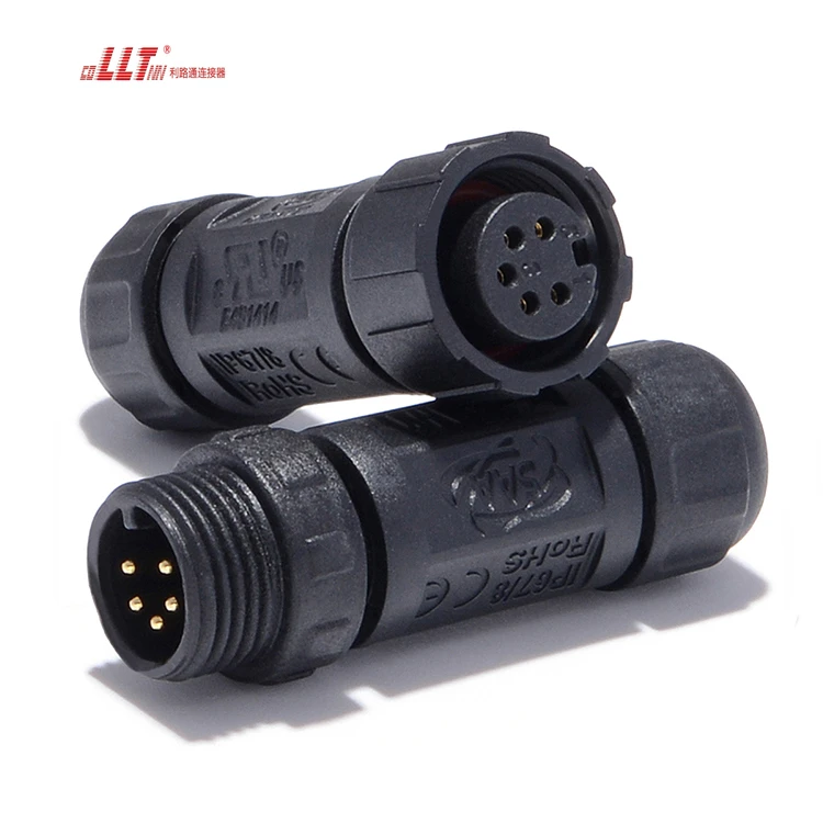 LLT Connector 5 Pin M12 Circular Wire Lighting Plastic Outdoor IP68 Watertight Plug detail 4