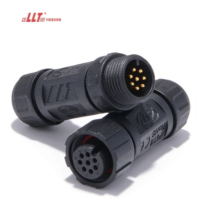 LLT Factory M12 8pin Screw Led Light IP68 Waterproof Connector for Circuit Connection detail 2