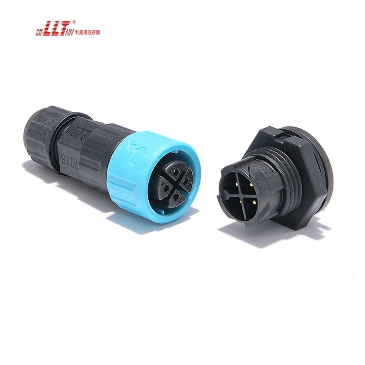 LLT M16 4pin Panel Mount IP67 IP68 Male to Female Board Waterproof Connector detail 2