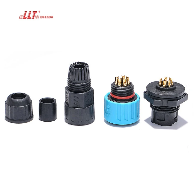 LLT 8pin M16 Assembly Automotive Plastic Rear Panel Mount Waterproof Connector Ip68 detail 4