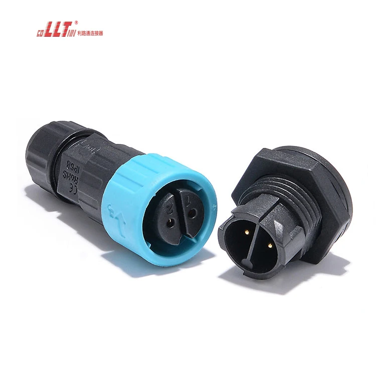 LLT Electrical IP68 Waterproof Power 2pin  M16 Push Lock Panel Mount Connector detail 2