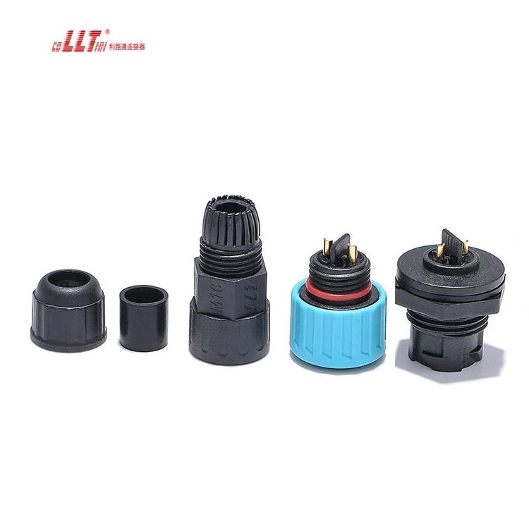LLT Electrical IP68 Waterproof Power 2pin  M16 Push Lock Panel Mount Connector detail 3